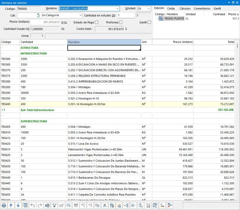 CTBudget 2026 - Análisis de precio unitario con subtotales